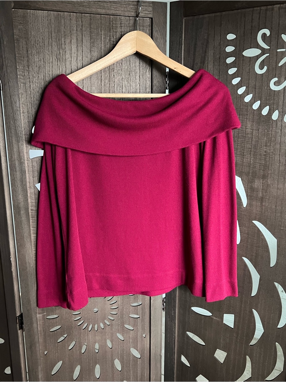 LOFT Off-Shoulder Sweater in Raspberry